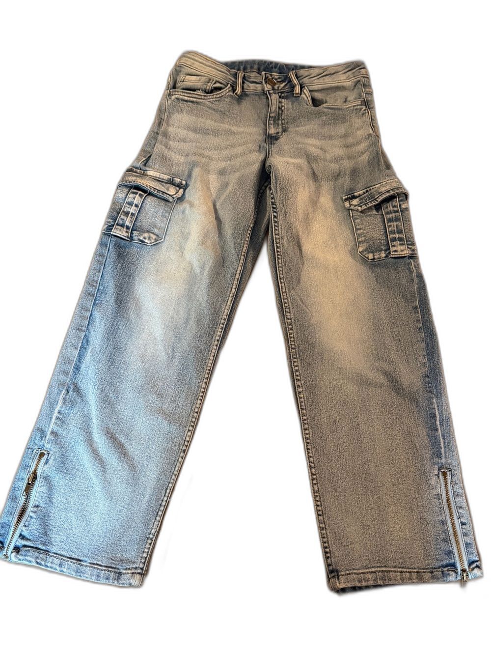 VENUS Cargo Jeans Womens 8 Light Wash Ankle Zip Utility Y2K Straight Leg
